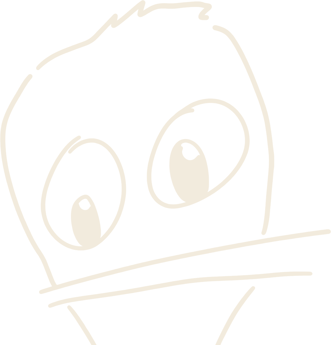 Das handgezeichnete Gesicht in Creme auf Schwarz